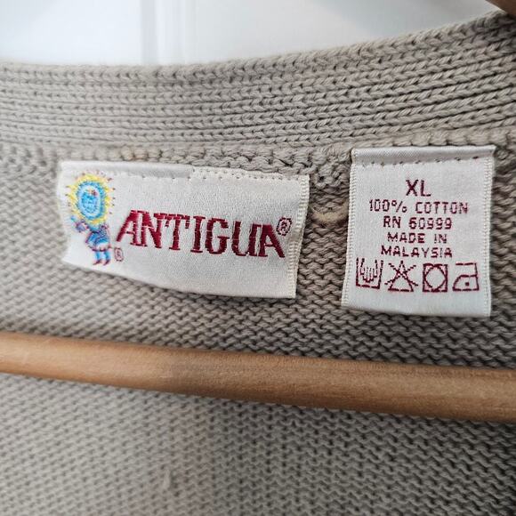 Vintage Antigua Sweater Vest Mens XL 90s Geometric Tan Preppy Academia Grandpa - Picture 5 of 8